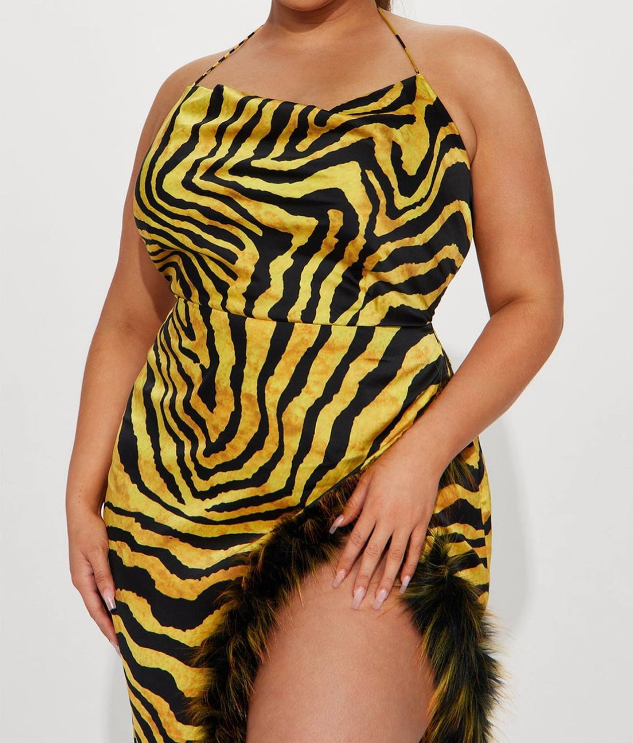 Yellow zebra fur dress small & large