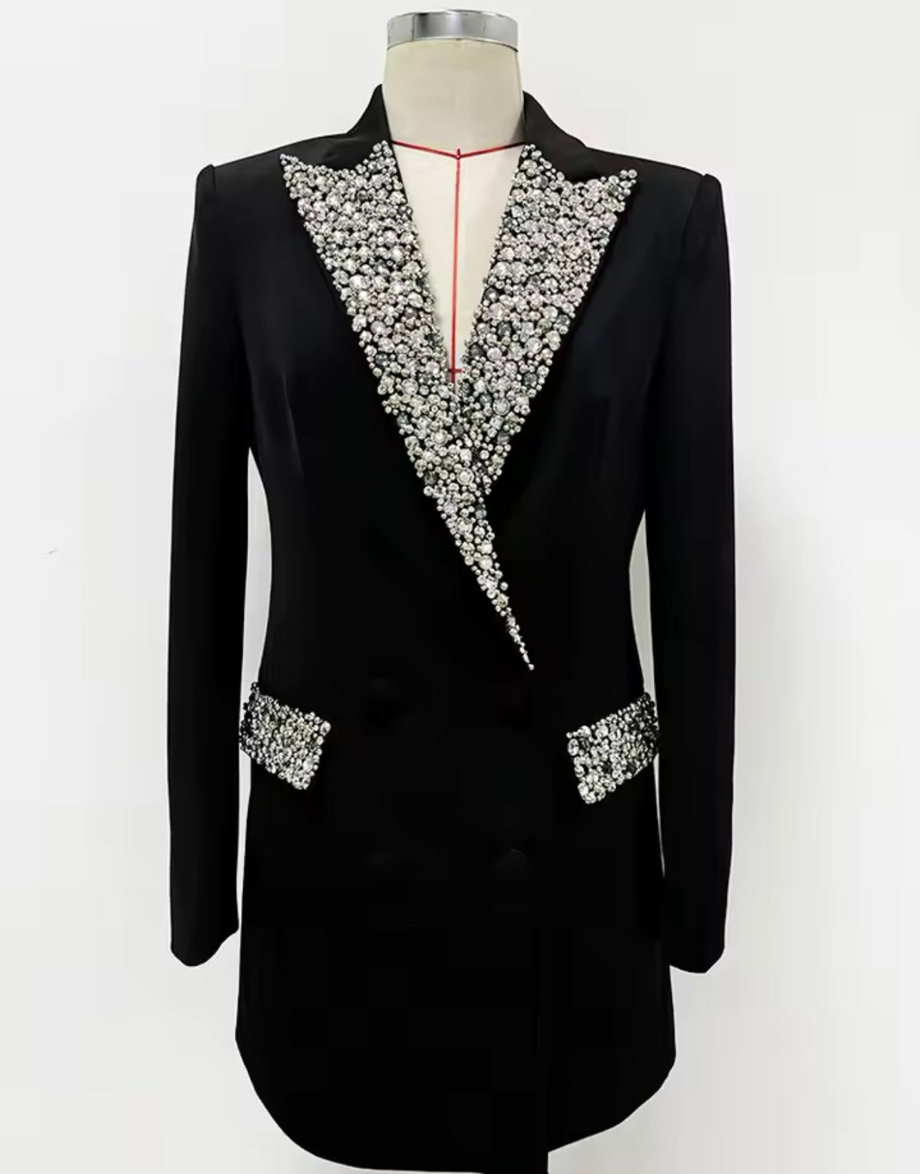 Black Embellished collar blazer dress large