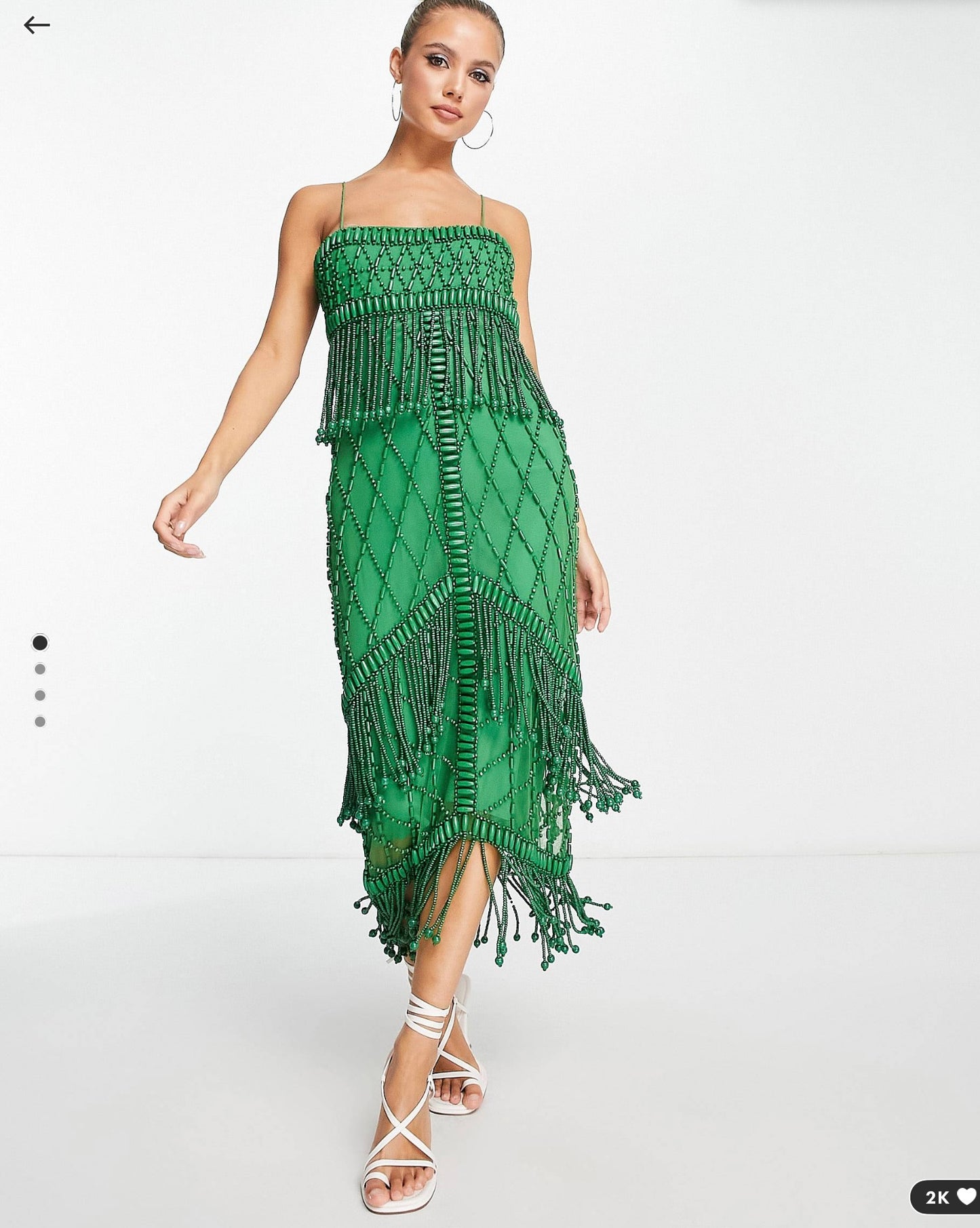 Green beaded midi M-L