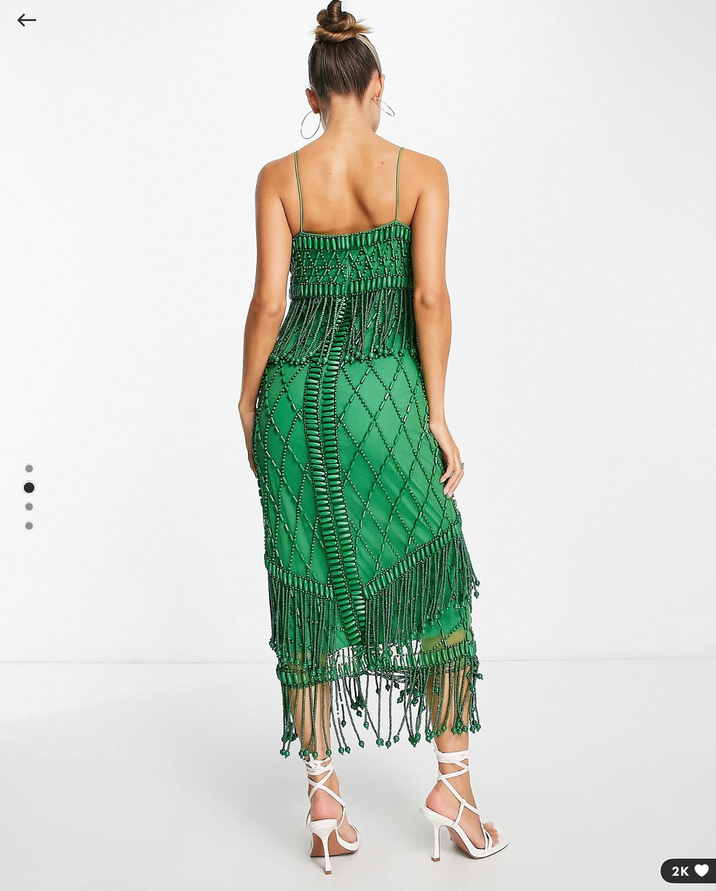 Green beaded midi M-L