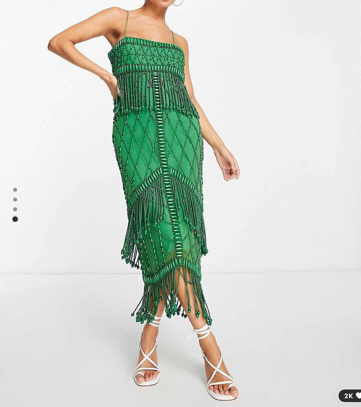 Green beaded midi M-L