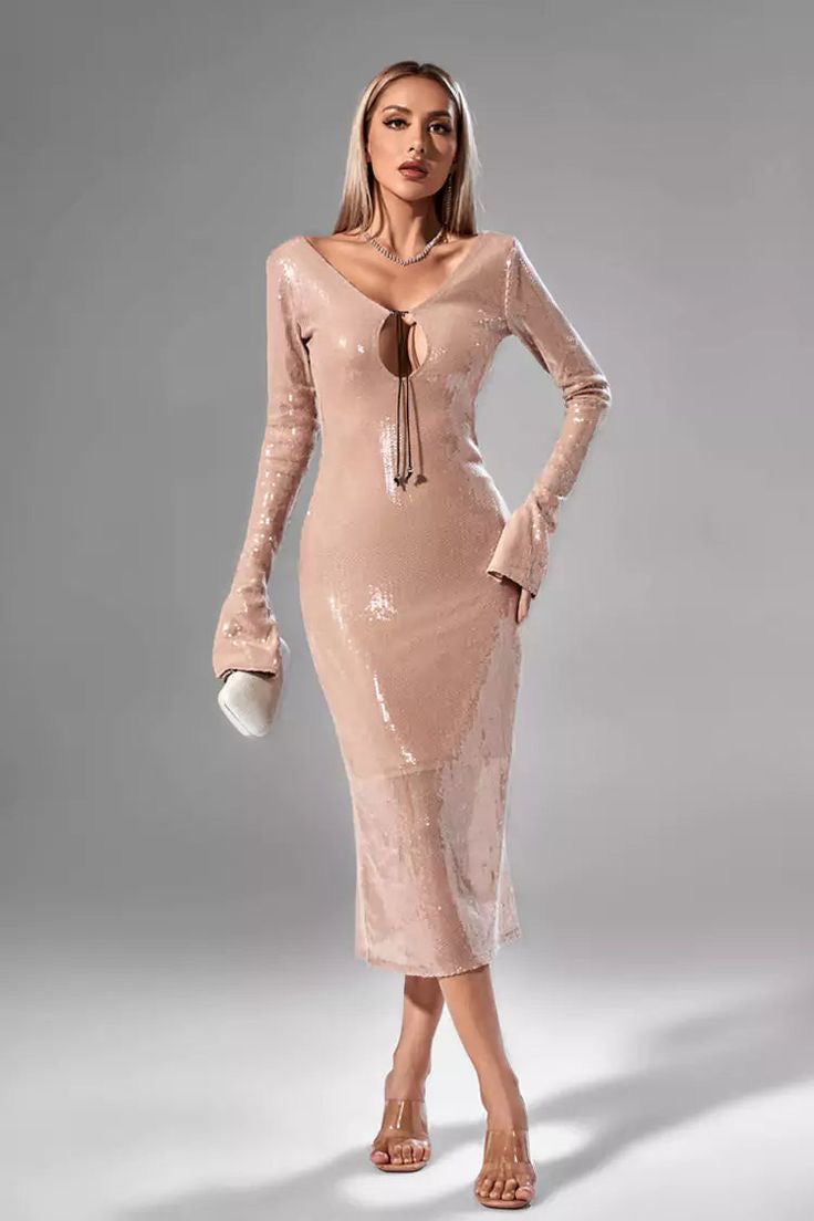 Nude sequins midi Medium-Large