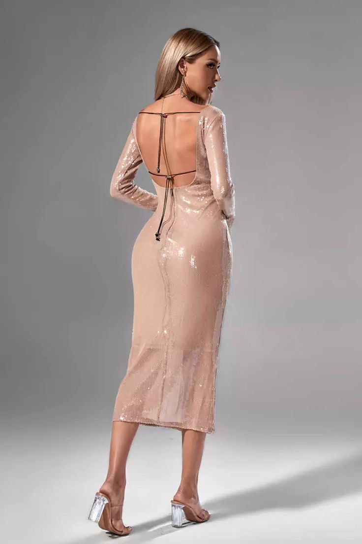 Nude sequins midi Medium-Large