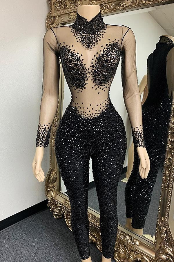 Black bedazzle jumpsuit S-L