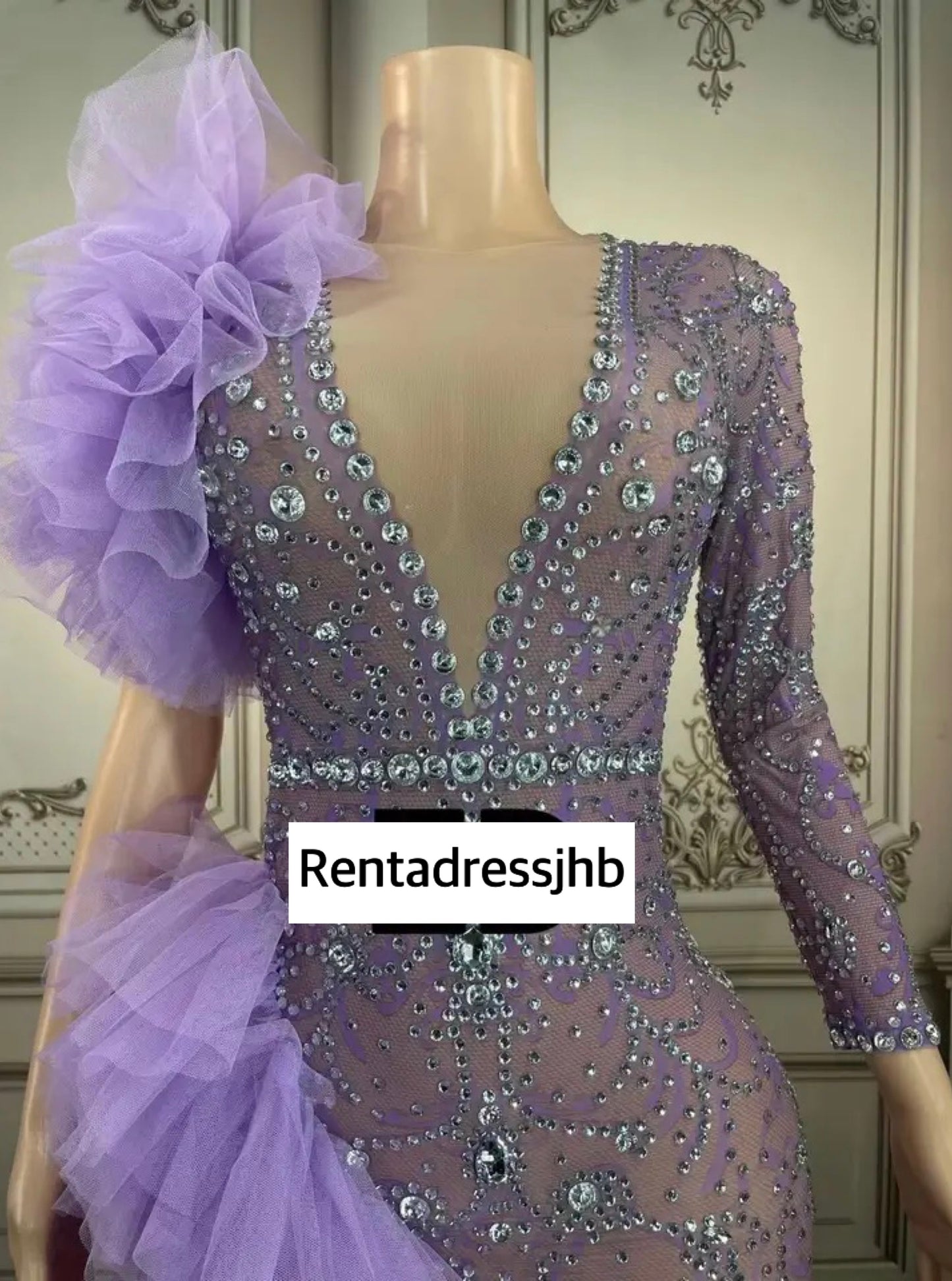 Purple bedazzled tulle dress S-XL