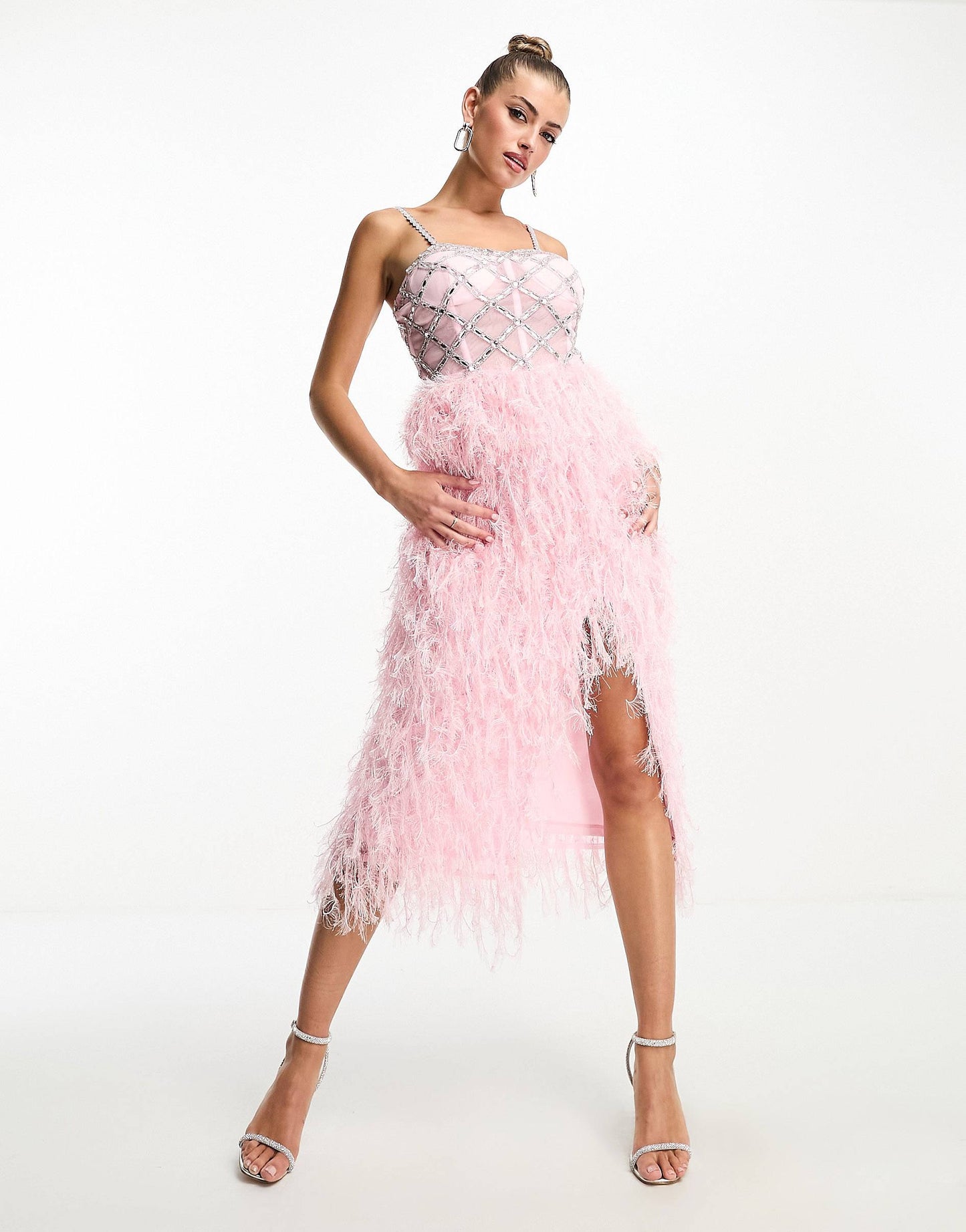 Pink corset feather Midi LARGE