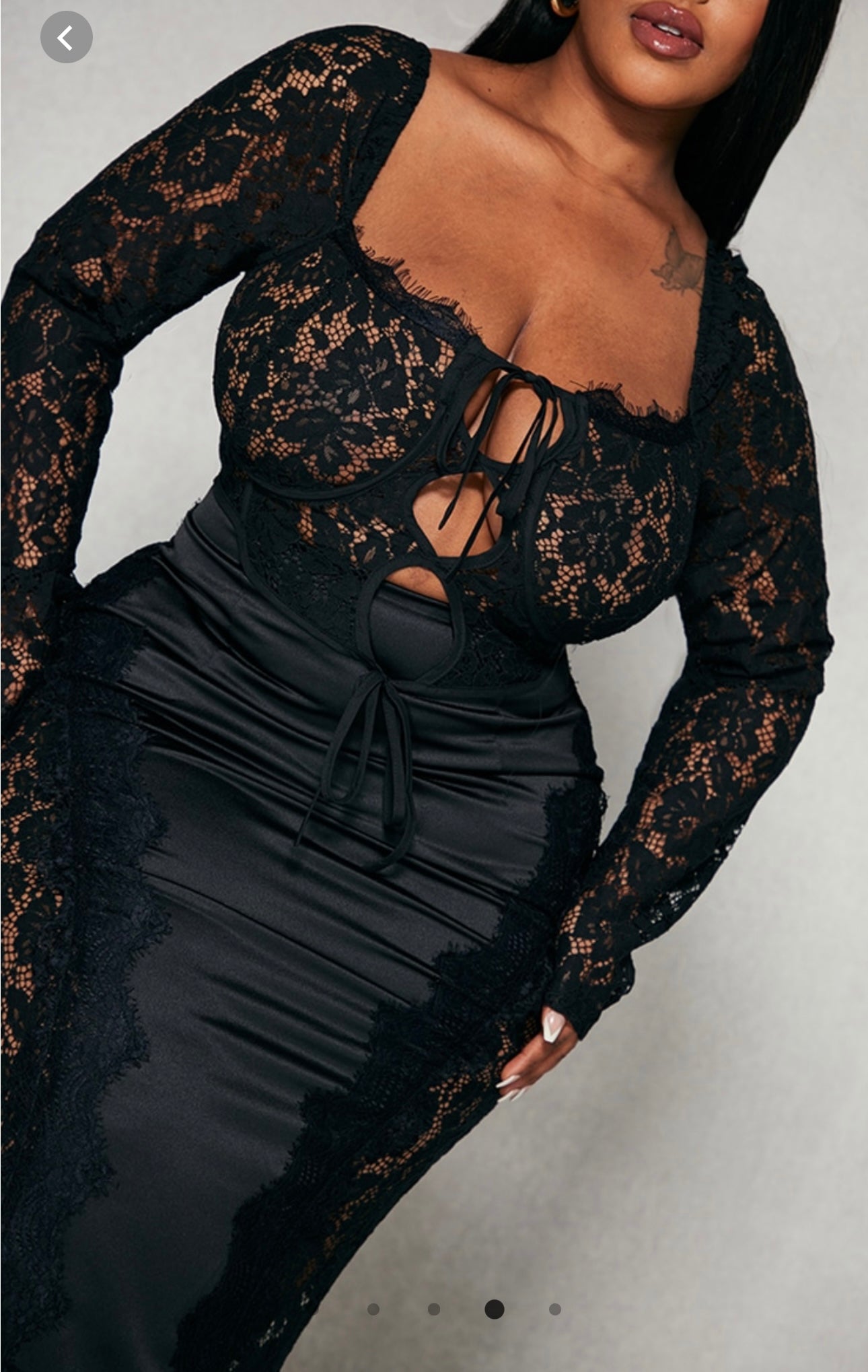 Black Lace satin skirt set XXL