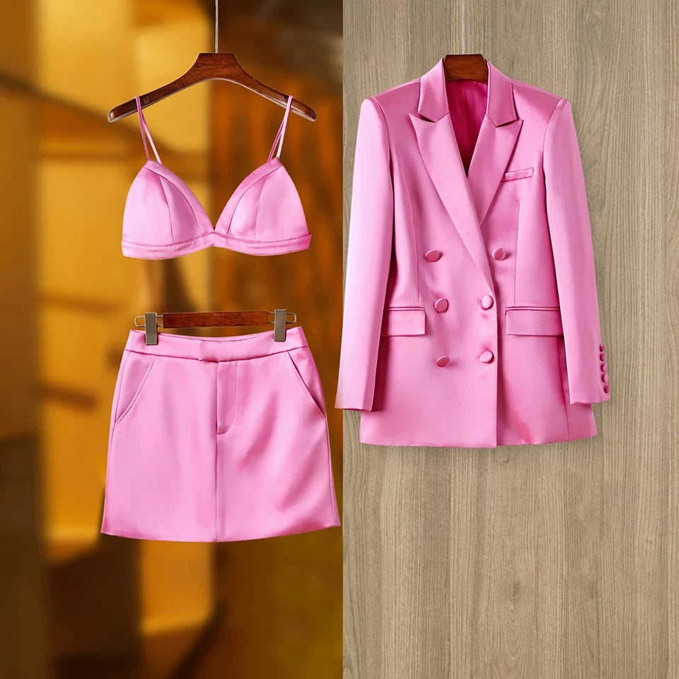 Pink 3piece blazer set SMALL