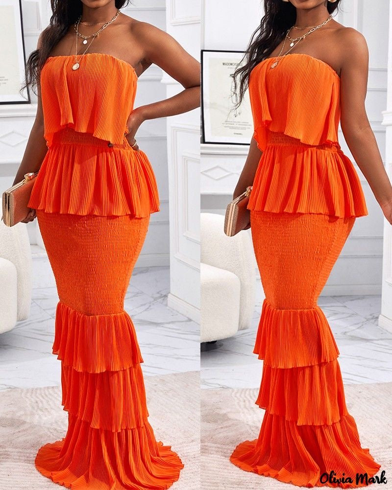 Orange layered  dress M-L