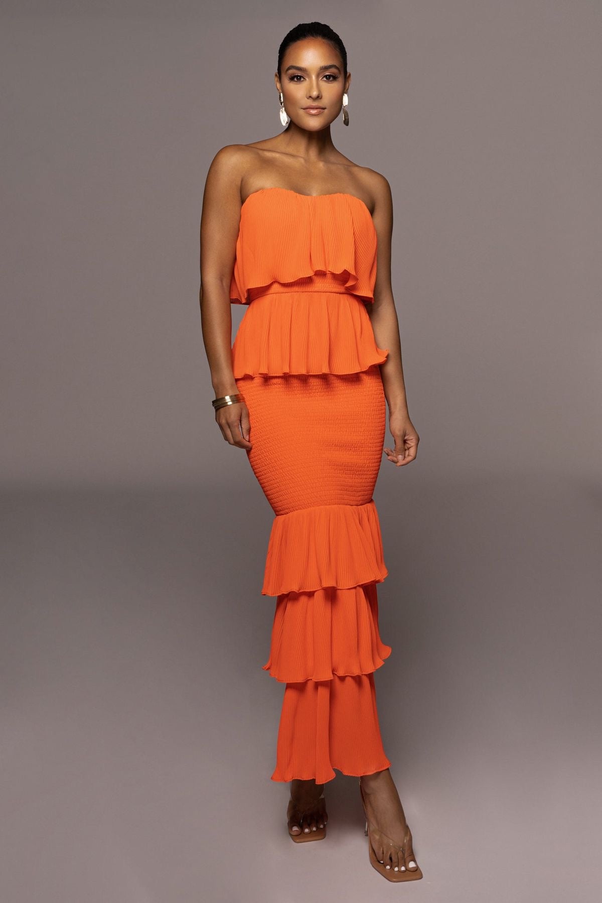 Orange layered  dress M-L