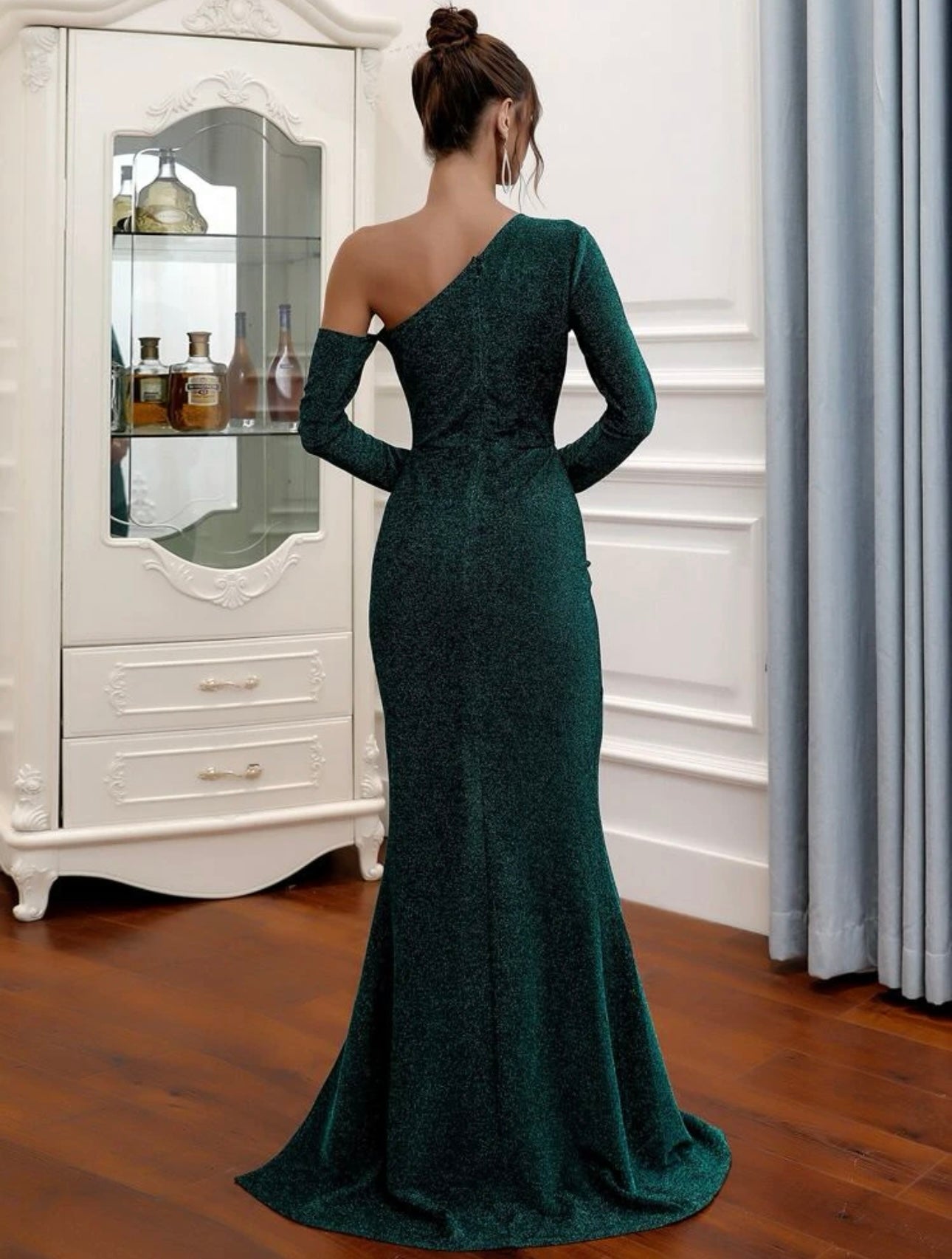 Green glitter fabric dress M-L