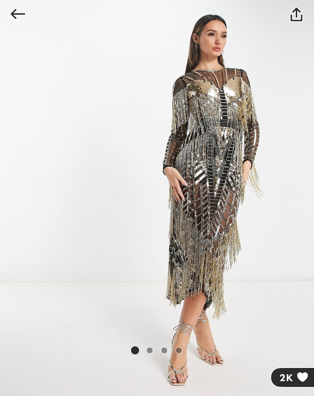 Beaded black&gold midi S-M