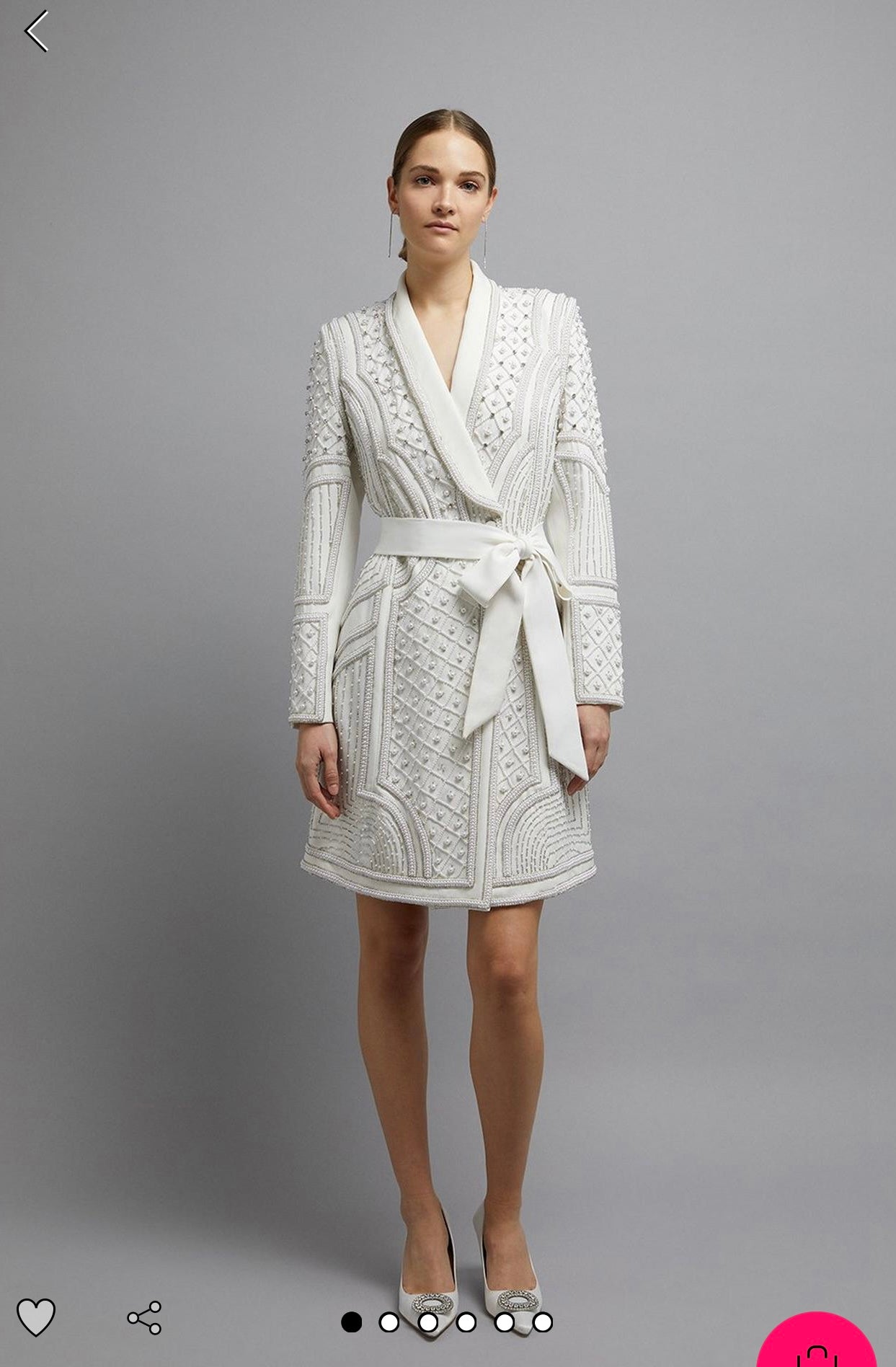 White fully beaded blazer dress