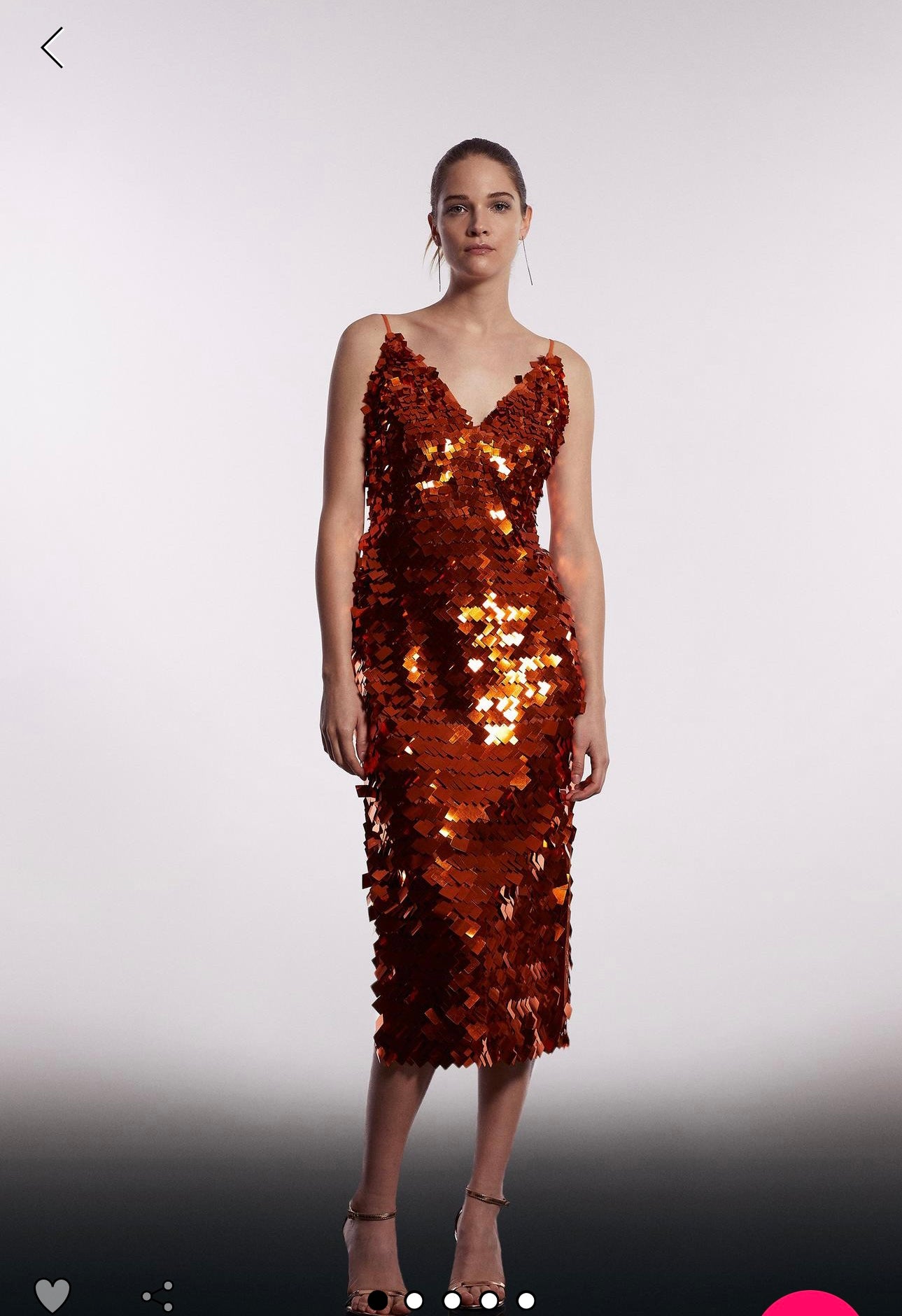 Orange 3D sequins midi