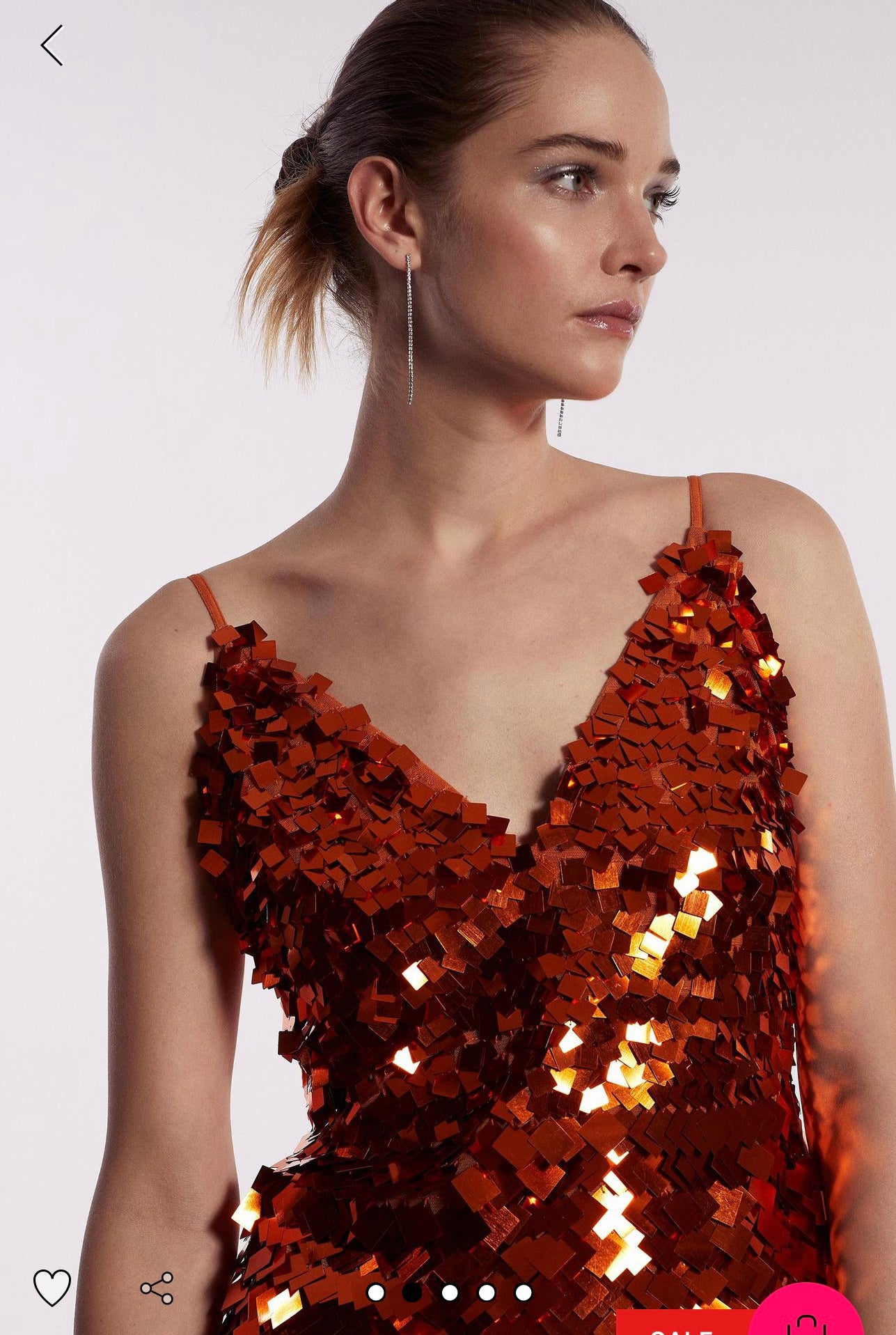 Orange 3D sequins midi