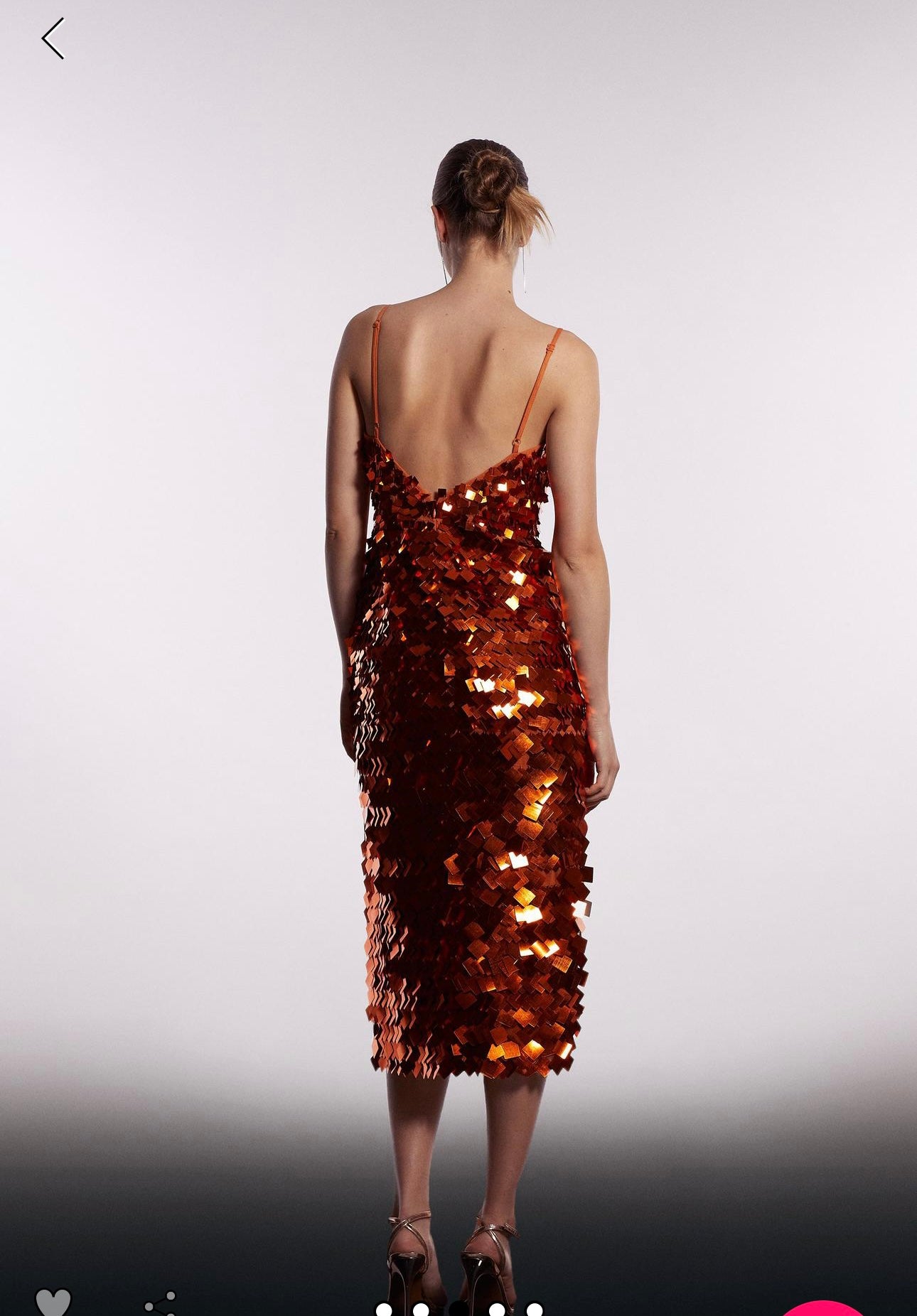 Orange 3D sequins midi