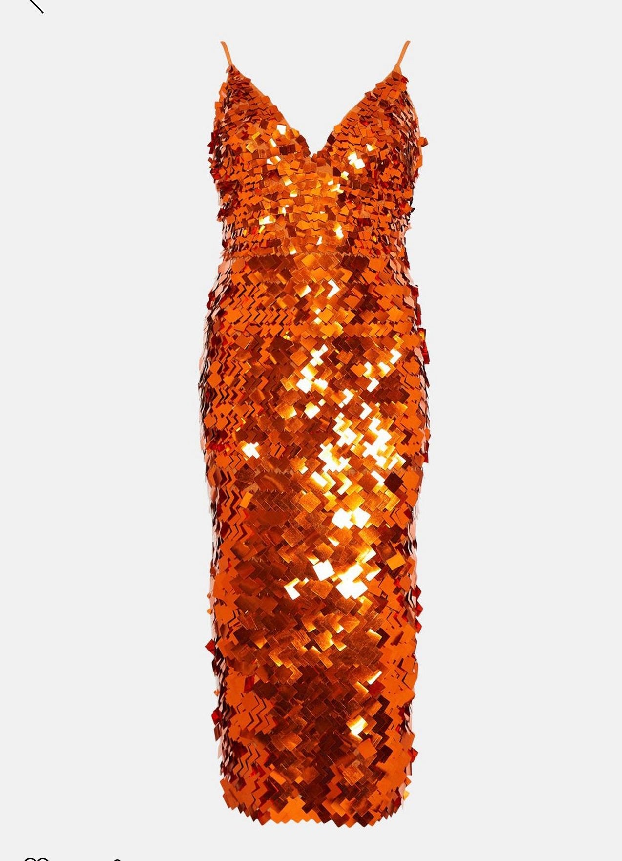 Orange 3D sequins midi