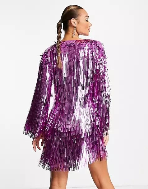 Pink sequins wrap mini M- L