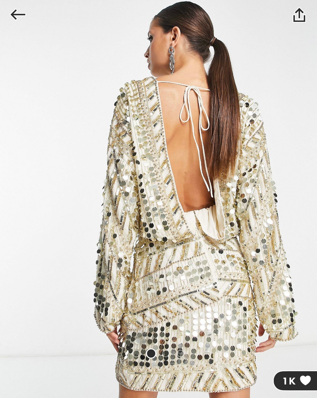 Gold sleeve backless mini Small